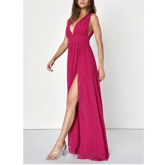 Lulus Heavenly Hues Magenta Maxi Dress Size Small NWOT - Picture 5 of 13